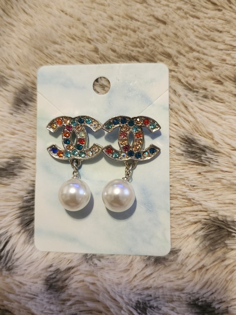 Fashion Crystal Pearl Drop Earrings Multicolor & White